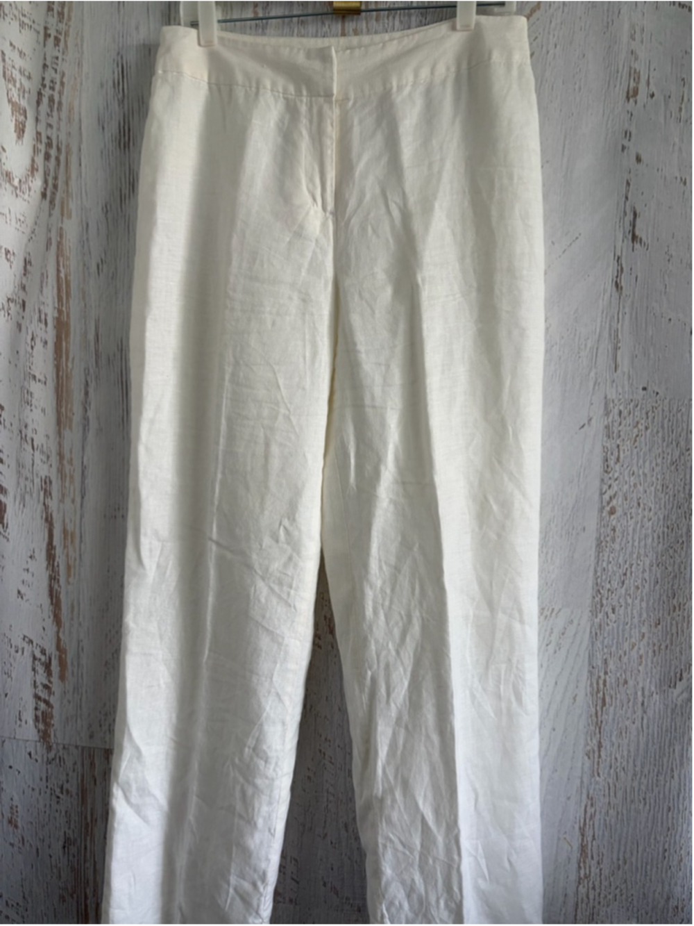 Women's MERONA White 100% Linen Trousers Size 12